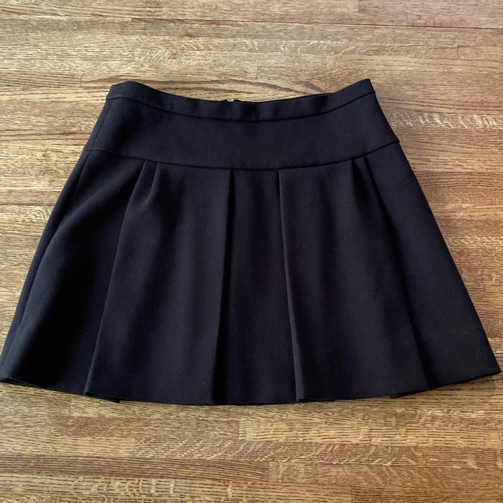 J. Crew Black A-Line Pleated Mini Skirt